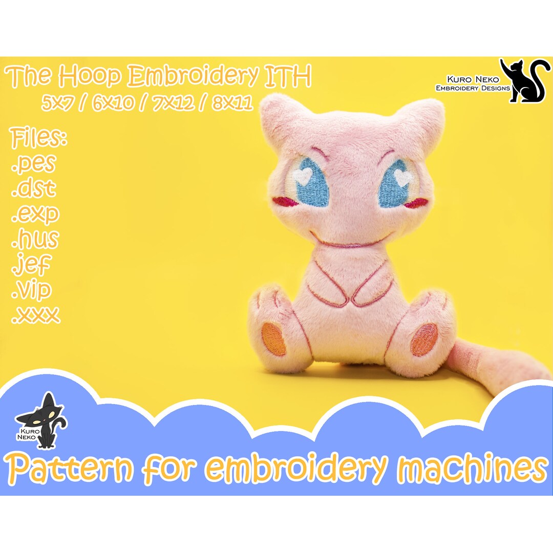 In the Hoop - Digital ITH Plush Pattern | Plushie Cute Chibi Pink Poke ...