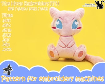 In The Hoop - Digital ITH Plush Pattern | Plushie Cute Chibi Pink Poke Monster | Soft Embroidery File Instant Download