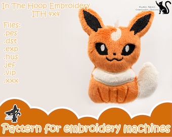 In The Hoop - Digital ITH Plush Pattern | Keychain Plush Poke | Cute Eeveelution 4x4 | Charm Embroidery File Instant Download