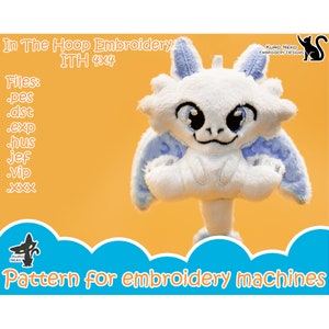 In The Hoop - Digital ITH Plush Pattern | Keychain Chibi Pal Quivern | Stuffie Dragon | Cute Charm 4x4 Embroidery File Instant Download