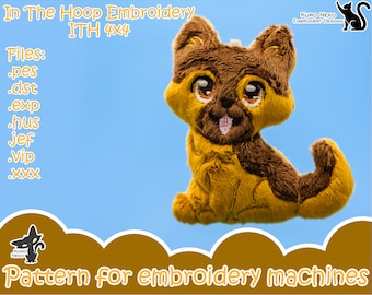 In The Hoop - Digital ITH Plush Pattern | Keychain Dog puppy German Shepherd | Cute doggie Charm 4x4 Embroidery File Instant Download