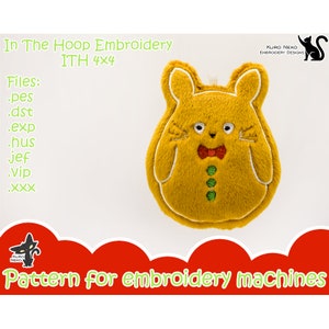 In The Hoop - Digital ITH Plush Pattern | Keychain Gingerbread Neighborbear | Christmas Charm Stuffie Embroidery File Instant Download