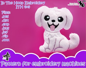 In The Hoop - Digital ITH Plush Pattern | Keychain Dog Golden Retriever Labrador | Cute doggie Charm 4x4 Embroidery File Instant Download