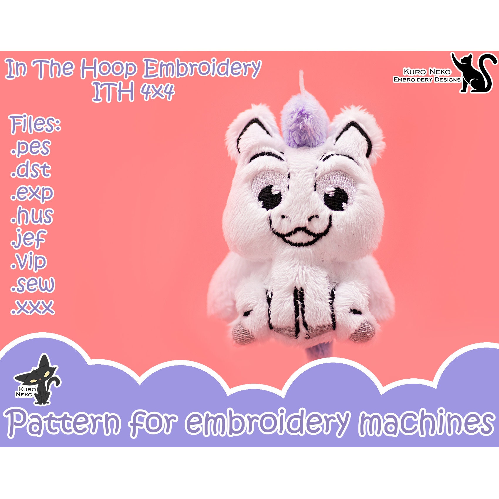 Mohawk Key Chain In the Hoop - Digital ITH Plush Pattern | Keychain Cute Pegasus With a ...