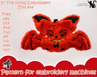In The Hoop - Digital ITH Plush Pattern | Keychain Halloween Vampire Bat Sweet Alastor | Cute Charm 4x4 Embroidery File Instant Download