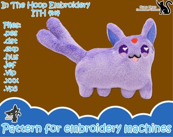 In The Hoop - Digital ITH Plush Pattern | Keychain Plush Espeon | Cute Eeveelution 4x4 | Charm Embroidery File Instant Download