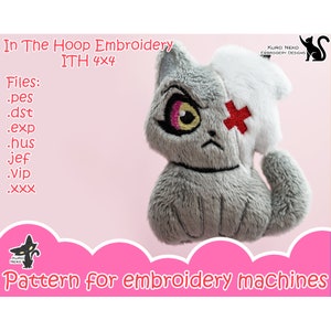 In The Hoop - Digital ITH Plush Pattern | Keychain Vagie Cat | Cute Meow from Hotel 4x4 | Charm Embroidery File Instant Download