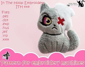 In The Hoop - Digital ITH Plush Pattern | Keychain Vagie Cat | Cute Meow from Hotel 4x4 | Charm Embroidery File Instant Download