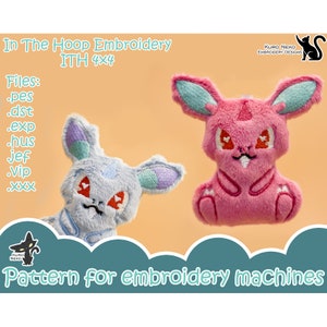 In The Hoop - Digital ITH Plush Pattern | Keychain Chibi Dragon Bunny | Cute Pocket Poke Charm 4x4 Embroidery File Instant Download