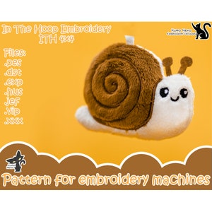In The Hoop - Digital ITH Soft Plush Pattern | Keychain Chibi Snail | Cute Stuffie Charm 4x4 Embroidery File Instant Download