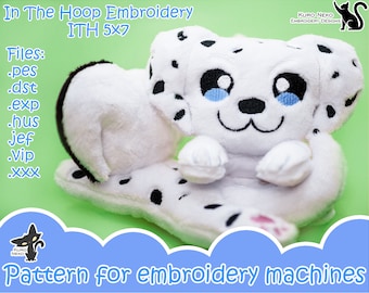 In The Hoop Digital ITH Plush Pattern | Beanie Dog Dalmatian | Cute Stuffie Puppy Pattern 5x7 Embroidery File Instant Download