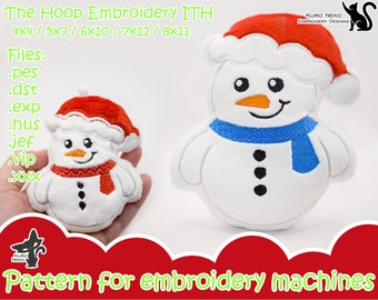 In The Hoop - Digital ITH Plush Pattern | Christmas Snowman Keychain | Cute Stuffie Snow Man Charm Embroidery File Instant Download