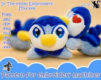 In The Hoop Digital ITH Plüsch Muster | Mütze Chibi Plüsch Poke Pinguin | Niedliches Monster | Stoffmuster Stickdatei Sofort Download