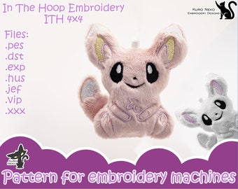 In The Hoop - Digital ITH Plush Pattern | Keychain Chibi Chinchilla 4x4 | Embroidery Poke Charm File Instant Download