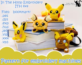In The Hoop - Digital ITH Plush Pattern | Plush Bookmark Monster poket | Chibi Beanie | Soft Stuffie Charm Embroidery File Instant Download
