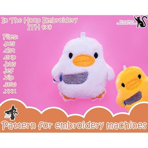 In The Hoop - Digital ITH Plush Pattern | Keychain Duck / Chick with Knife | Charm Embroidery File Instant Download