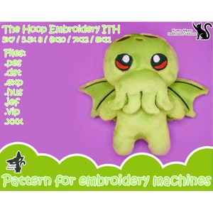 In The Hoop - Digital ITH Plush Pattern | Plushie Cute Cthulhu H.P. Lovecraft | Soft Embroidery File Instant Download