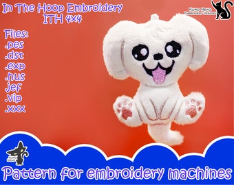 In The Hoop - Digital ITH Plush Pattern | Keychain Dog Golden Retriever Labrador | Cutie doggie Charm 4x4 Embroidery File Instant Download