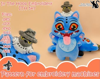 ITH Plush Doll Embroidery Pattern – Chibi Cat, Tiger, Bird 5x7 (Digital Download)