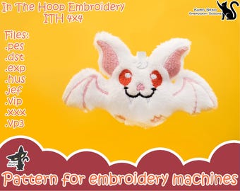 In The Hoop - Digital ITH Plush Pattern | Keychain Halloween Vampire Bat Sweet Batstarion | Cute Charm 4x4 Embroidery File Instant Download