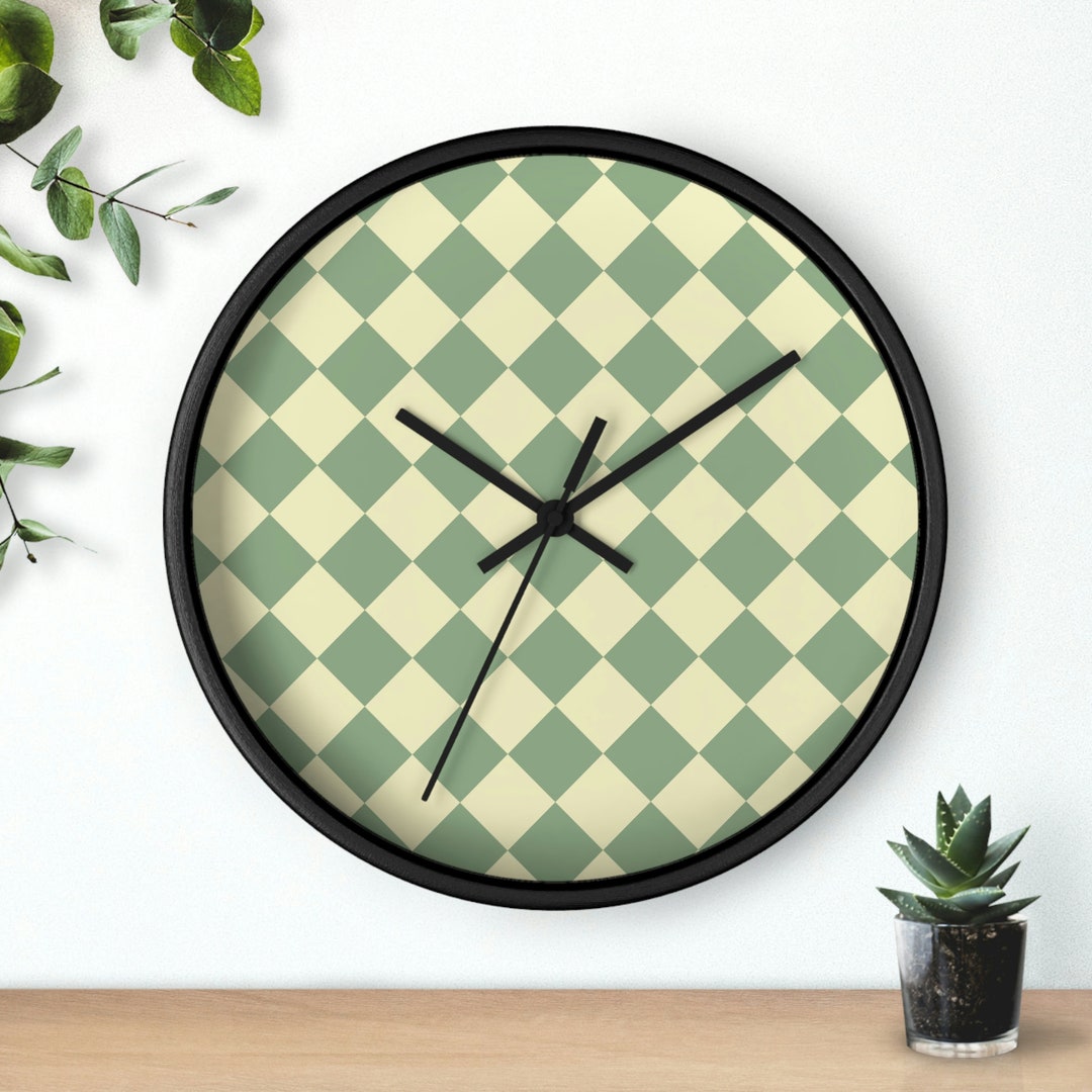 Green Wall Clock Sage Clock Modern Wall Clock Geometric Etsy