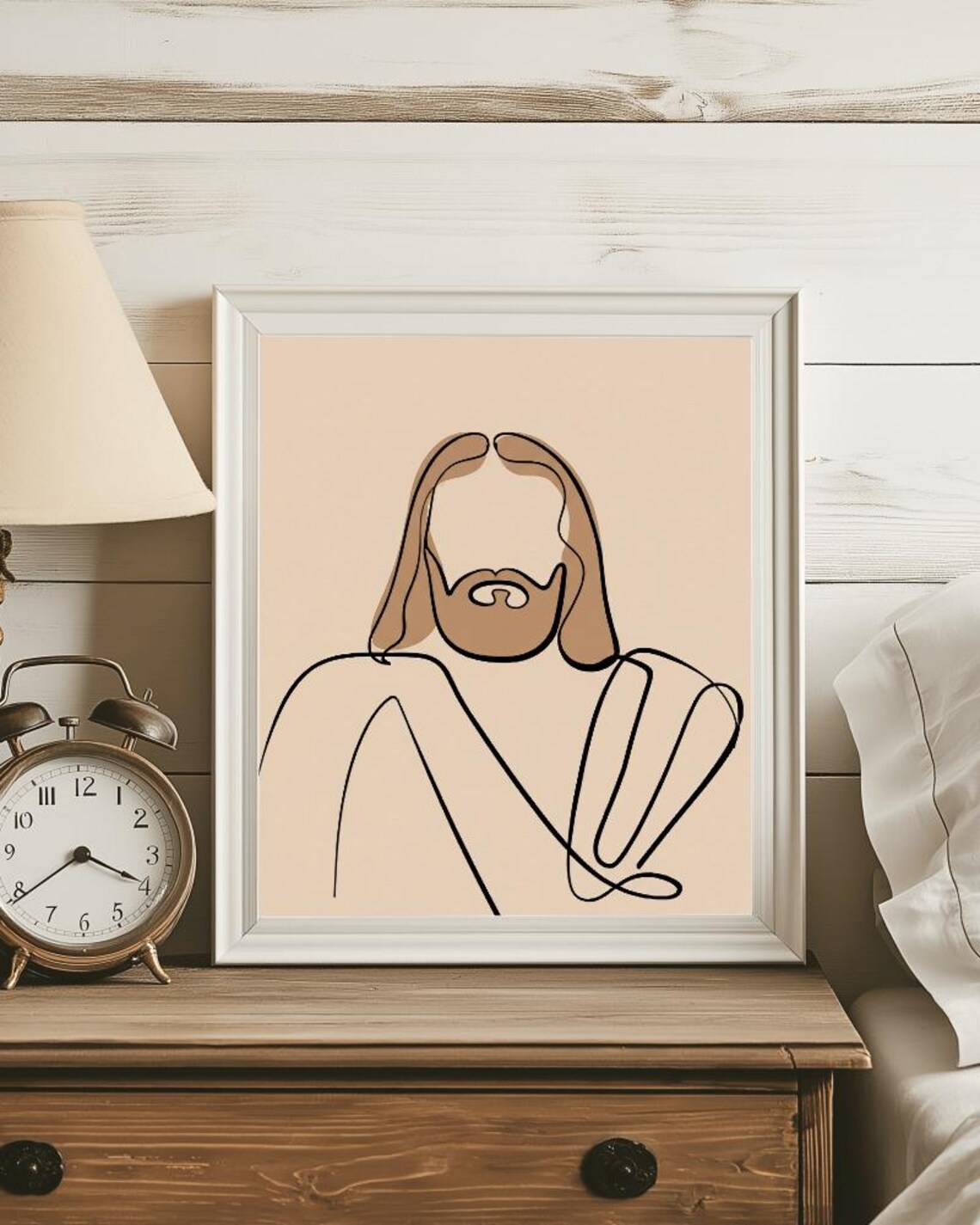 Minimalist Jesus Line Art - Christian Digital Print, Modern Religious ...
