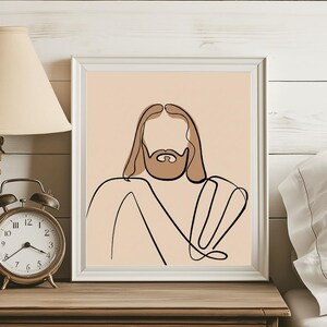 Minimalist Jesus Line Art - Christian Digital Print, Modern Religious ...