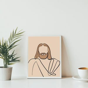 Minimalist Jesus Line Art - Christian Digital Print, Modern Religious Wall Decor, Faith Artwork