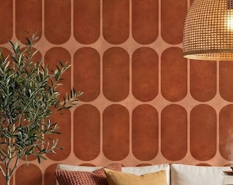 Vintage behang Unieke retro sfeer in terracotta en beige muurdecoratie - OPD370