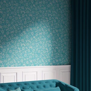 Decorazione da parete in stile vintage con motivo a margherita verde acqua rimovibile, staccabile e attaccabile o tradizionale retrò grande per vivaio botanico