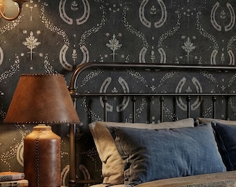 Papel tapiz de herradura estilo western, estilo rodeo, rancho funky, decoración de pared con acento autoadhesivo - OPD472