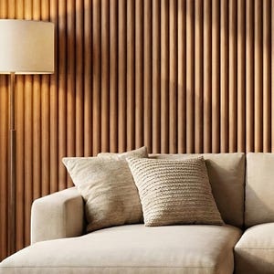 Rattan Wallpaper Faux Slat Wooden Panel Brown Vertical Accent Wall Decor - OPD409