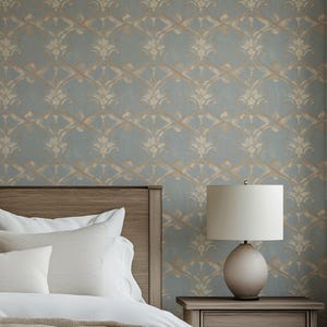 Viktorianische Tapete Damast-Weinlese-Grau-Wand-Dekor schälen und aufkleben oder traditionell - OPD99