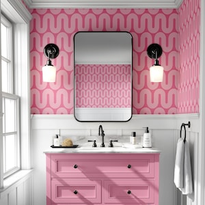 Rosa Abstrakte Tapete Abnehmbares oder Traditionelles Funky Buntes Helles Akzent-Wand-Kinderzimmer-Dekor