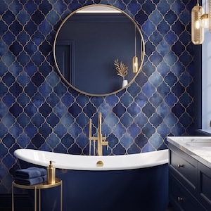 Art Deco Wallpaper Retro Navy Gold Peel And Stick Removable Geometric Trellis Wall Decor - OPD481