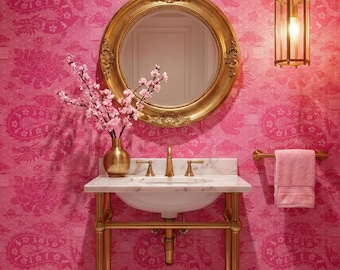 Hot Pink Dragon Wallpaper Bold Asian Wall Decor Peel and Stick or Traditional - OPD270