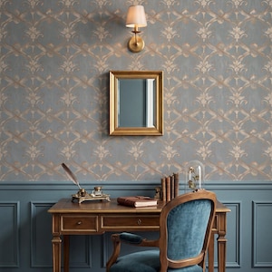 Viktorianische Damasttapete, Vintage-Grau, inspiriert von William Morris, Wanddekoration zum Abziehen und Aufkleben oder traditionell - OPD99