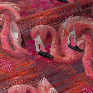 Pink Flamingo Wallpaper: Retro Tropical Bird Mural (Peel and Stick or Traditional)