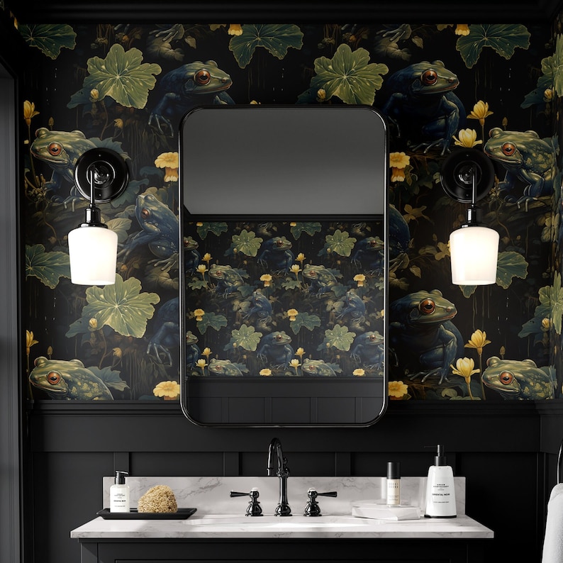 Wallpaper Dark Moody Frog Wall Decor Funky Whimsical Mural - Etsy