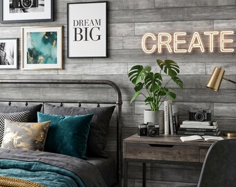 Rustic Shiplap Wallpaper Gray White Farmhouse Wood Slat Look Home Wall Decor Peel and Stick or Traditional - OPD559