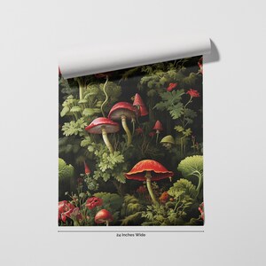 Skurrile Pilz-Tapete-Vintage botanischer Wald-Wand-Dekor-abziehen und aufkleben oder traditionell - OPD35 Bild 10
