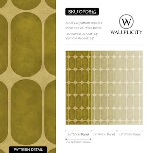 Mid Century Geometric Wallpaper Olive Gold Cream Retro Bold Home Wall Decor Peel and Stick or Traditional close up pattern detail