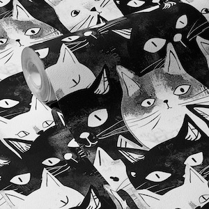 Black and White Cat Wallpaper: Funky Pet Wall Decor (Removable Peel & Stick or Traditional)