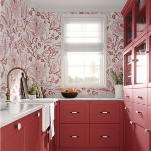 Carta da parati Carta da parati floreale rosa funky Carta da parati colorata Cottage Chic Decorazione murale Botanica Carta da parati tradizionale rimovibile Peel and Stick o permanente