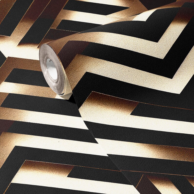 Close up of Wallpaper Art Deco Retro Wall Mural Luxury Mid-Century Geometric Decor Funky Removable Peel and Stick or Permanent Traditional Wallpaper