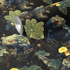 Carta da parati Dark Moody Frog Wall Decor Funky Whimsical Mural Vintage Acquerello Rimovibile Peel and Stick o Permanente Carta da parati tradizionale