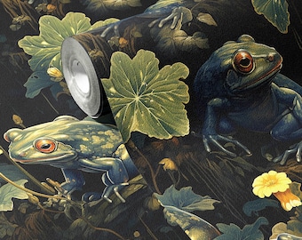 Moody Frog Wallpaper: Vintage Watercolor Mural, Removable Peel and Stick
