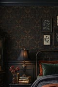 William Morris Wallpaper Dark Vintage Botanical Burgundy Gold Green Victorian Home Wall Decor Peel and Stick or Traditional - OPD573 product logo