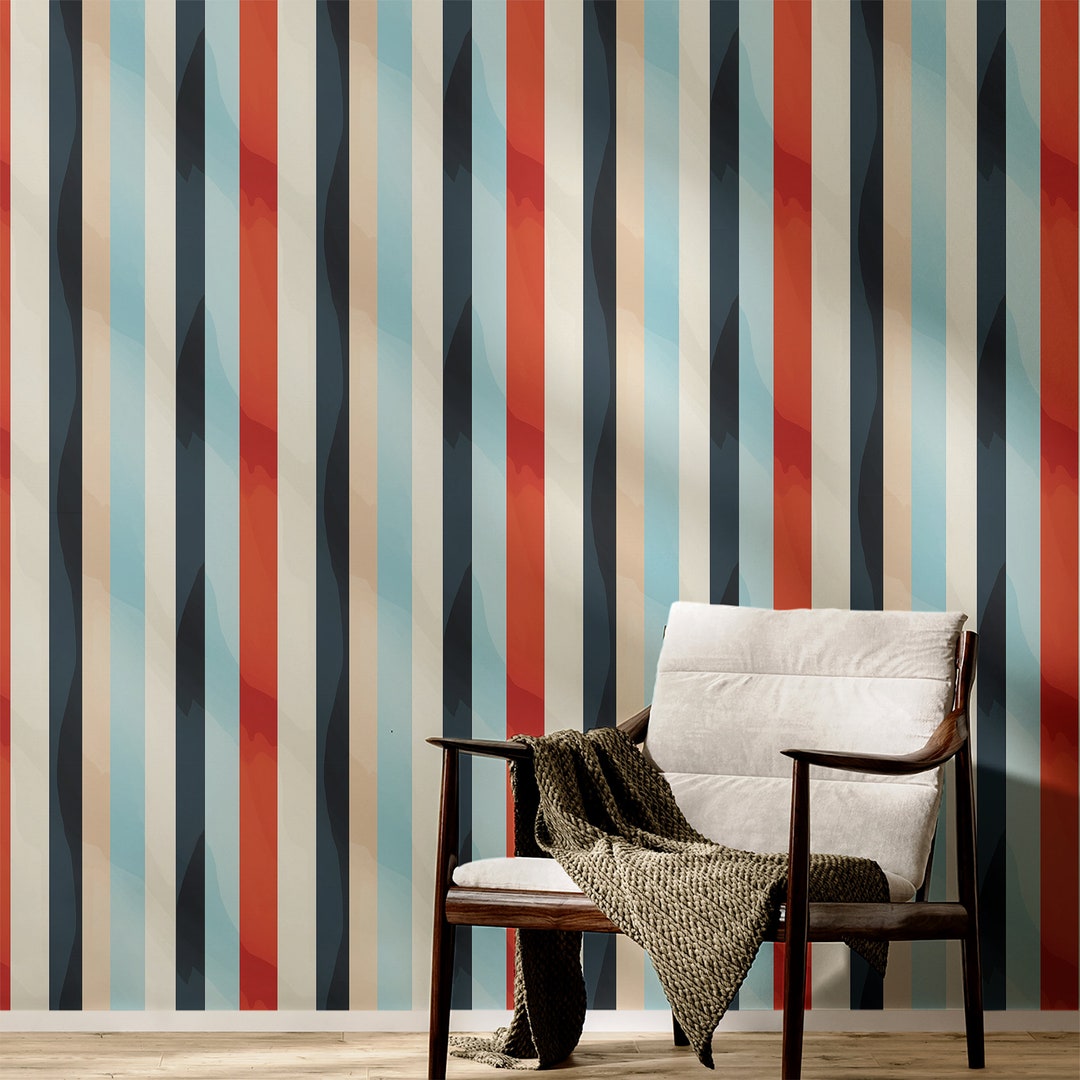 Wallpaper Retro Victorian Striped Luxury Decor Vintage Stripe Etsy