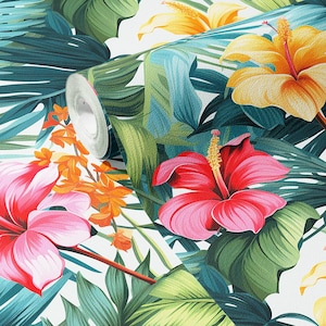 Carta da parati tropicale - Decorazione murale di lusso botanica retrò vintage, giungla stravagante, carta da parati rimovibile, stacca e attacca o permanente